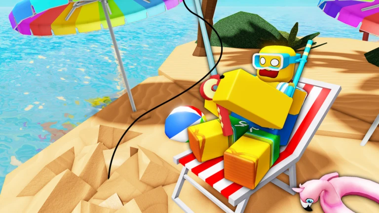 Fisch Roblox fishing game thumbnail showing a scenic coastal environment