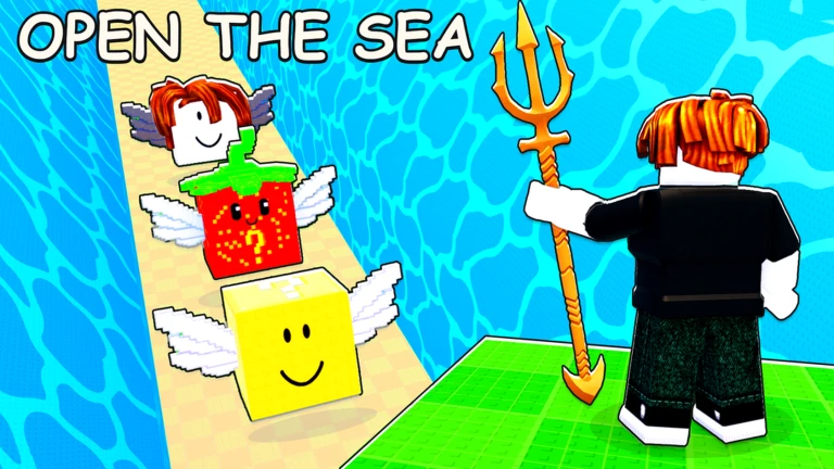 Open Sea For Brainrots gameplay showing the sea-splitting mechanic and brainrot collection