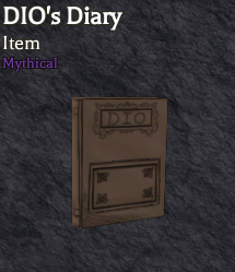 DIO's Diary mythical item icon in Bizarre Lineage used for Pucci quest progression.