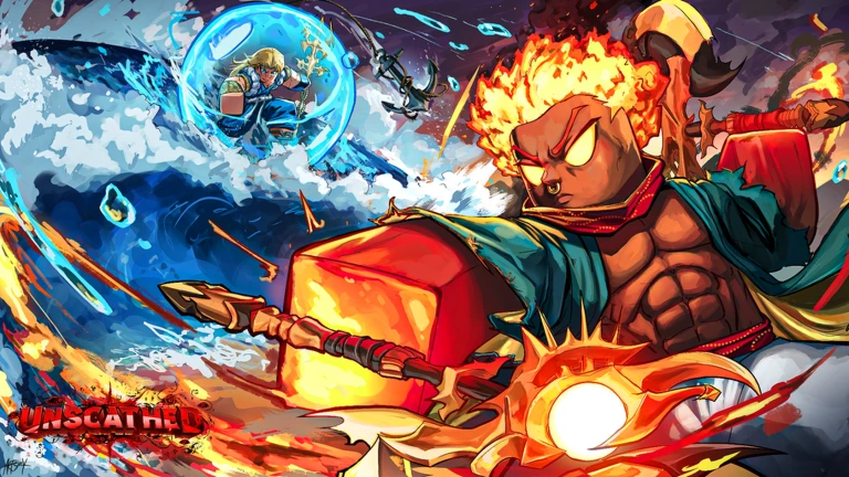 Unscathed Roblox beginner roadmap artwork showing aura rolling and early progression