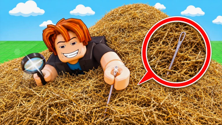 Search For The Needle beginner guide banner showing a haystack, a pitchfork, and the hidden needle