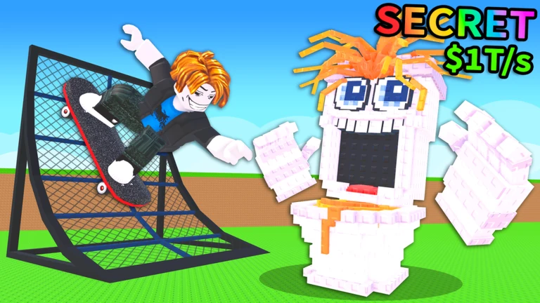 Skateboard for Brainrots gameplay showing skateboard traversal and brainrot collection